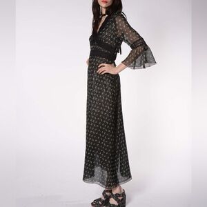 Anna Sui Resort 2017 Sheer Floral Metallic Silk Dress